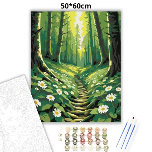 Üde erdei ösvény - számfestő készlet - Számfestő.hu - 50×60cm - Keretre feszítve