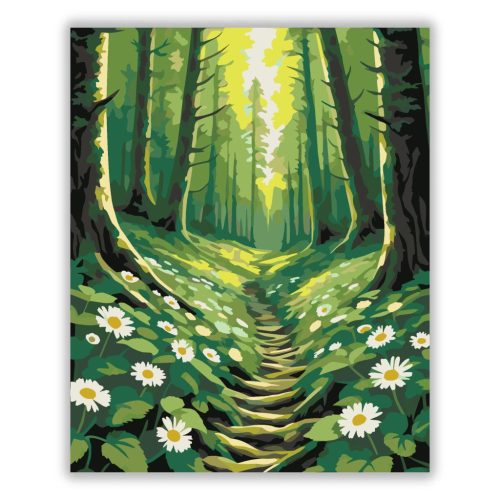 Üde erdei ösvény - számfestő készlet - Számfestő.hu - 40×50cm - Keretre feszítve
