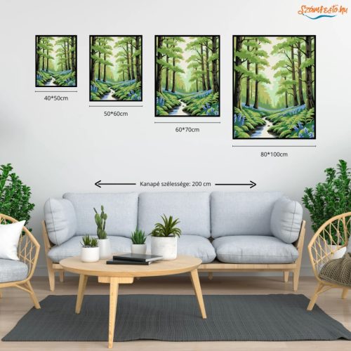 Tavaszi erdő szépsége - számfestő készlet - Számfestő.hu - 50×60cm - Keretre feszítve