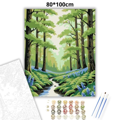 Tavaszi erdő szépsége - számfestő készlet - Számfestő.hu - 80×100cm - Keret nélkül