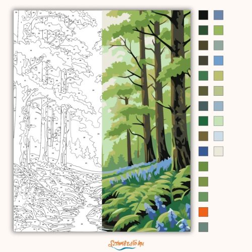 Tavaszi erdő szépsége - számfestő készlet - Számfestő.hu - 80×100cm - Keretre feszítve