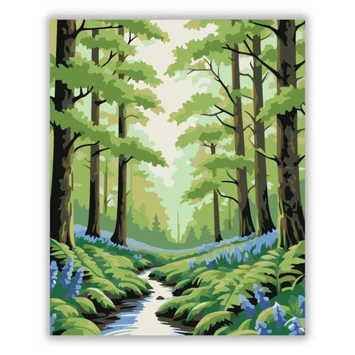 Tavaszi erdő szépsége - számfestő készlet - Számfestő.hu - 40×50cm - Keretre feszítve
