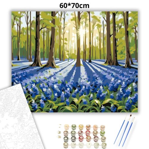 Napsütötte harangvirág mező - számfestő készlet - Számfestő.hu - 60×70cm - Keretre feszítve