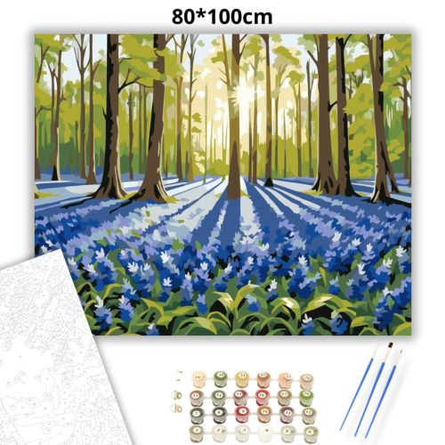 Napsütötte harangvirág mező - számfestő készlet - Számfestő.hu - 80×100cm - Keretre feszítve
