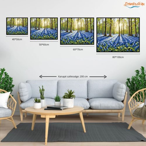 Napsütötte harangvirág mező - számfestő készlet - Számfestő.hu - 80×100cm - Keretre feszítve