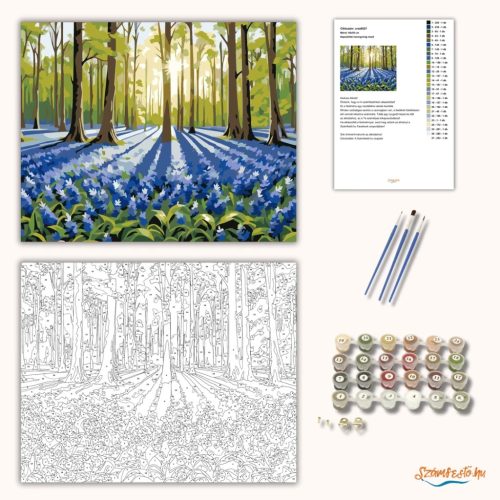 Napsütötte harangvirág mező - számfestő készlet - Számfestő.hu - 40×50cm - Keretre feszítve