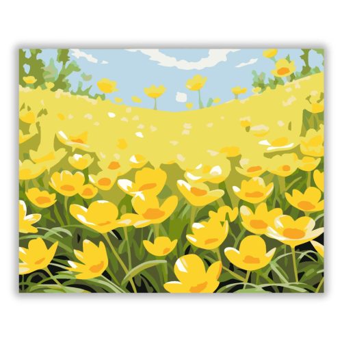 Tavaszi boglárkák - számfestő készlet - Számfestő.hu - 50×60cm - Keret nélkül