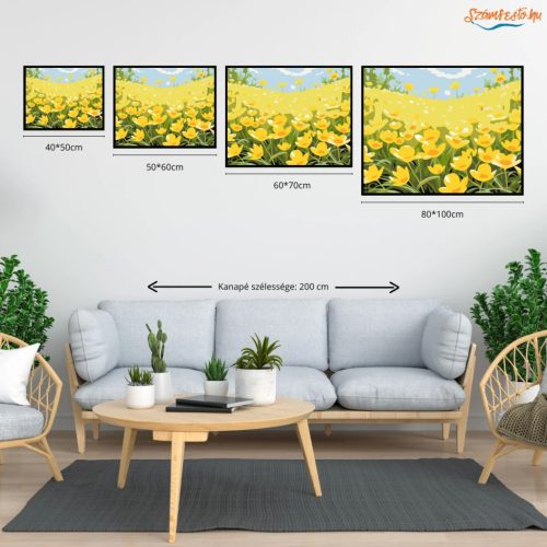 Tavaszi boglárkák - számfestő készlet - Számfestő.hu - 80×100cm - Keretre feszítve