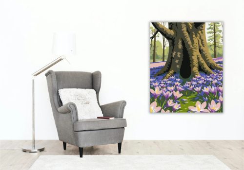 Krókuszok a tölgyfa alatt - számfestő készlet - Számfestő.hu - 50×60cm - Keretre feszítve