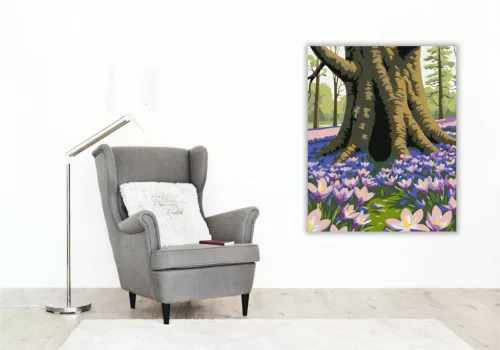 Krókuszok a tölgyfa alatt - számfestő készlet - Számfestő.hu - 40×50cm - Keret nélkül