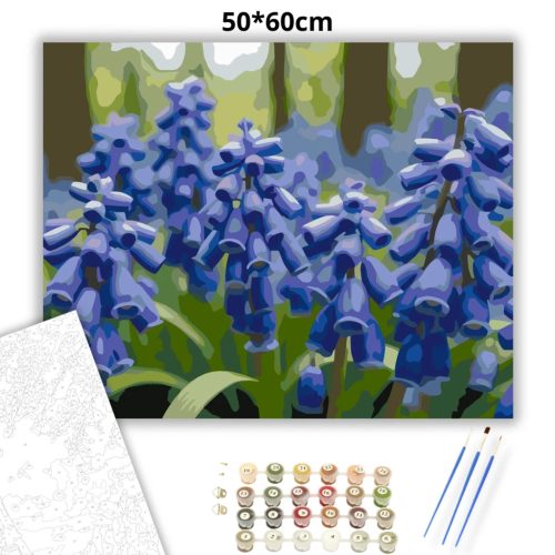 Tavaszi gyöngyikék - számfestő készlet - Számfestő.hu - 50×60cm - Keret nélkül