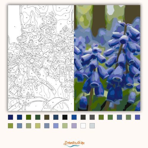 Tavaszi gyöngyikék - számfestő készlet - Számfestő.hu - 60×70cm - Keret nélkül