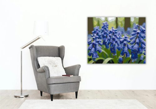 Tavaszi gyöngyikék - számfestő készlet - Számfestő.hu - 60×70cm - Keretre feszítve