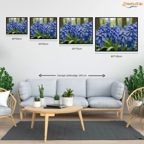 Tavaszi gyöngyikék - számfestő készlet - Számfestő.hu - 80×100cm - Keretre feszítve