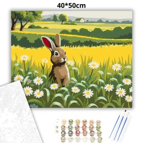 Éber nyuszi a réten - számfestő készlet - Számfestő.hu - 40×50cm - Keret nélkül