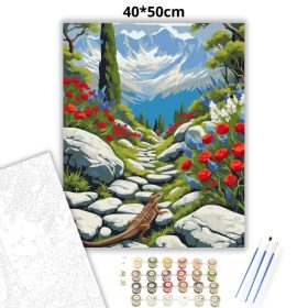 Sziklás hegyi ösvény - számfestő készlet - Számfestő.hu - 40×50cm - Keret nélkül