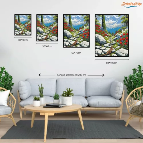 Sziklás hegyi ösvény - számfestő készlet - Számfestő.hu - 40×50cm - Keret nélkül
