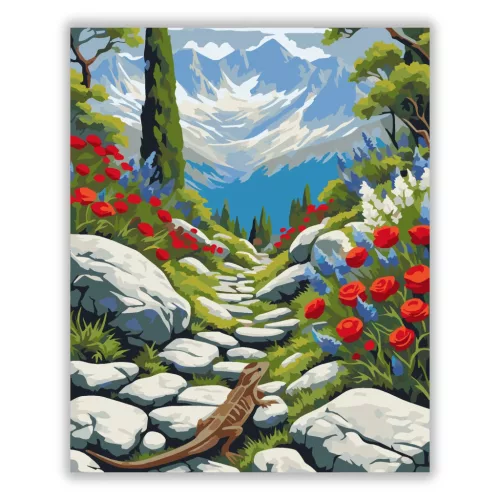 Sziklás hegyi ösvény - számfestő készlet - Számfestő.hu - 40×50cm - Keret nélkül