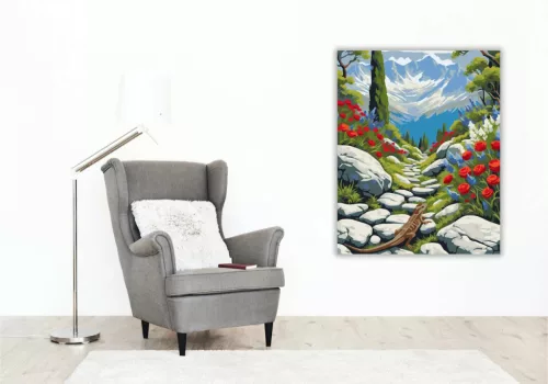 Sziklás hegyi ösvény - számfestő készlet - Számfestő.hu - 40×50cm - Keret nélkül