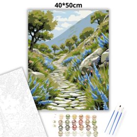 Nyugalmas dombvidéki út - számfestő készlet - Számfestő.hu - 40×50cm - Keret nélkül