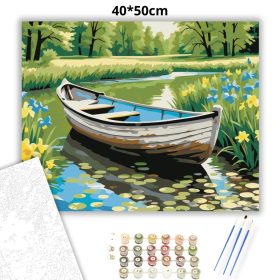 Békés csónak - számfestő készlet - Számfestő.hu - 40×50cm - Keret nélkül