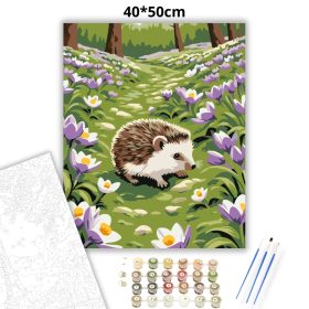 Tavaszi sünike - számfestő készlet - Számfestő.hu - 40×50cm - Keret nélkül