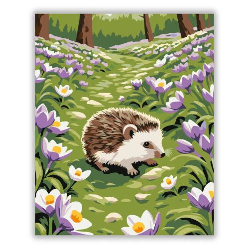 Tavaszi sünike - számfestő készlet - Számfestő.hu - 40×50cm - Keret nélkül