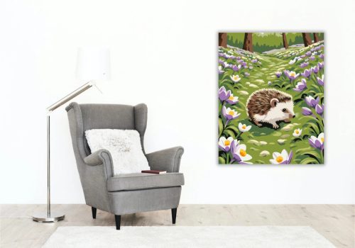 Tavaszi sünike - számfestő készlet - Számfestő.hu - 40×50cm - Keret nélkül