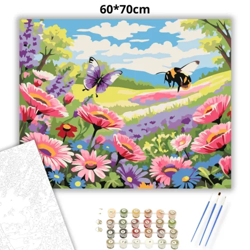 Réti vadvirágok - számfestő készlet - Számfestő.hu - 60×70cm - Keretre feszítve