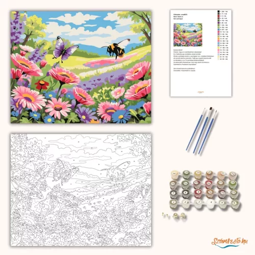 Réti vadvirágok - számfestő készlet - Számfestő.hu - 60×70cm - Keretre feszítve