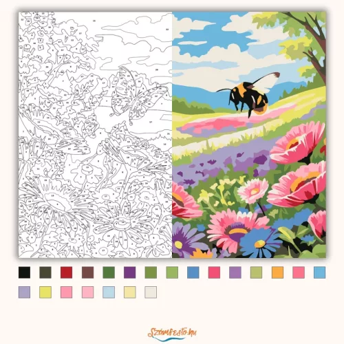 Réti vadvirágok - számfestő készlet - Számfestő.hu - 60×70cm - Keretre feszítve