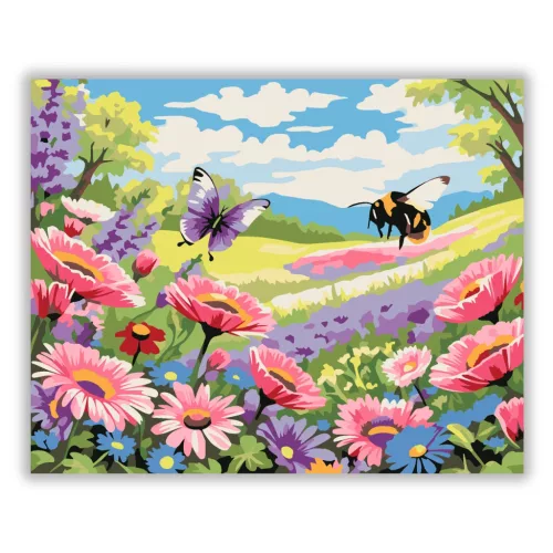 Réti vadvirágok - számfestő készlet - Számfestő.hu - 80×100cm - Keretre feszítve