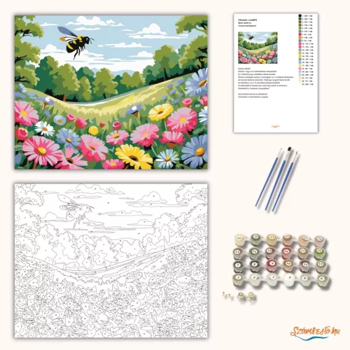 Tavaszi vadvirágmező - számfestő készlet - Számfestő.hu - 60×70cm - Keretre feszítve