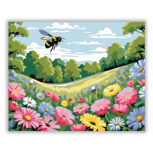 Tavaszi vadvirágmező - számfestő készlet - Számfestő.hu - 60×70cm - Keretre feszítve