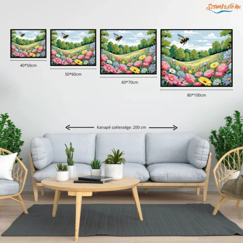 Tavaszi vadvirágmező - számfestő készlet - Számfestő.hu - 80×100cm - Keret nélkül