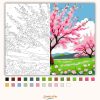 Tavaszi cseresznyefa virágzása - számfestő készlet - Számfestő.hu - 50×60cm - Keret nélkül