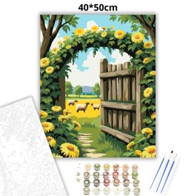 Vadvirágos kapu - számfestő készlet - Számfestő.hu - 40×50cm - Keret nélkül