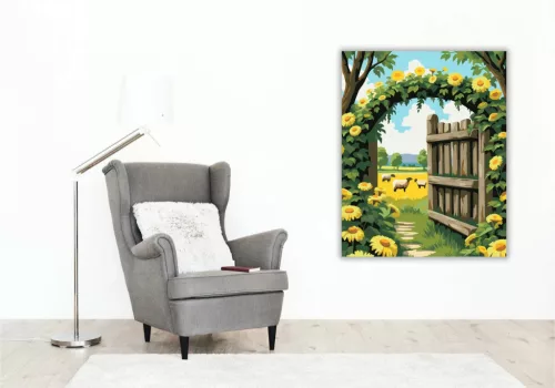 Vadvirágos kapu - számfestő készlet - Számfestő.hu - 40×50cm - Keret nélkül