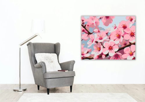 Cseresznyevirág szirmai - számfestő készlet - Számfestő.hu - 80×100cm - Keret nélkül