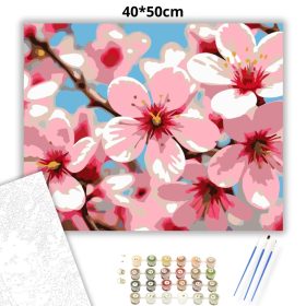 Harmatfriss cseresznyevirágzás - számfestő készlet - Számfestő.hu - 40×50cm - Keret nélkül