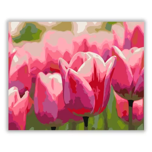 Pirkadati tulipánok - számfestő készlet - Számfestő.hu - 50×60cm - Keret nélkül
