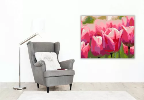 Pirkadati tulipánok - számfestő készlet - Számfestő.hu - 40×50cm - Keretre feszítve