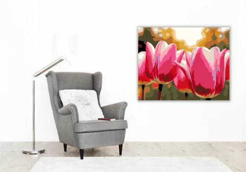 Harmatcseppes tulipánok - számfestő készlet - Számfestő.hu - 60×70cm - Keretre feszítve