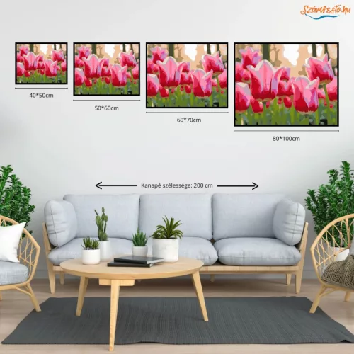 Üde tulipánszirmok - számfestő készlet - Számfestő.hu - 50×60cm - Keret nélkül