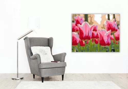Üde tulipánszirmok - számfestő készlet - Számfestő.hu - 50×60cm - Keret nélkül