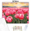 Aranyló tulipán tenger - számfestő készlet - Számfestő.hu - 50×60cm - Keretre feszítve