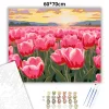 Aranyló tulipán tenger - számfestő készlet - Számfestő.hu - 60×70cm - Keretre feszítve