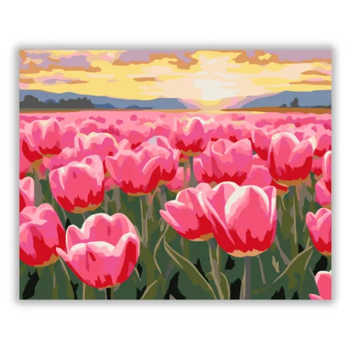 Aranyló tulipán tenger - számfestő készlet - Számfestő.hu - 80×100cm - Keret nélkül