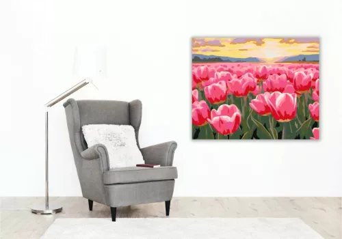 Aranyló tulipán tenger - számfestő készlet - Számfestő.hu - 80×100cm - Keret nélkül