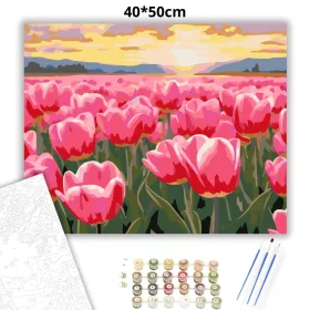 Aranyló tulipán tenger - számfestő készlet - Számfestő.hu - 40×50cm - Keret nélkül